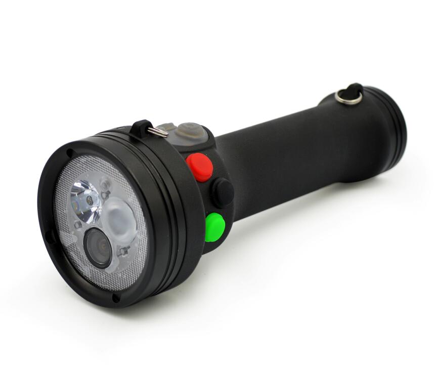 Flashlight with signal lamp and camera